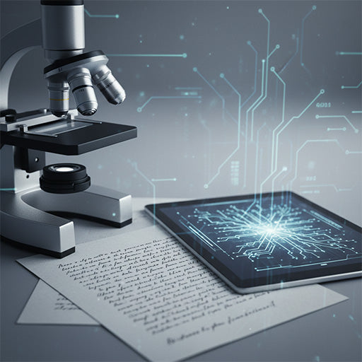 Microscope and tablet with digital circuitry on a desk